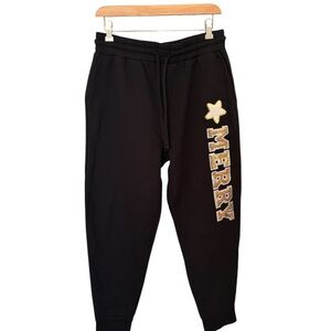 Judith March Black Joggers with Star and Merry Detail
